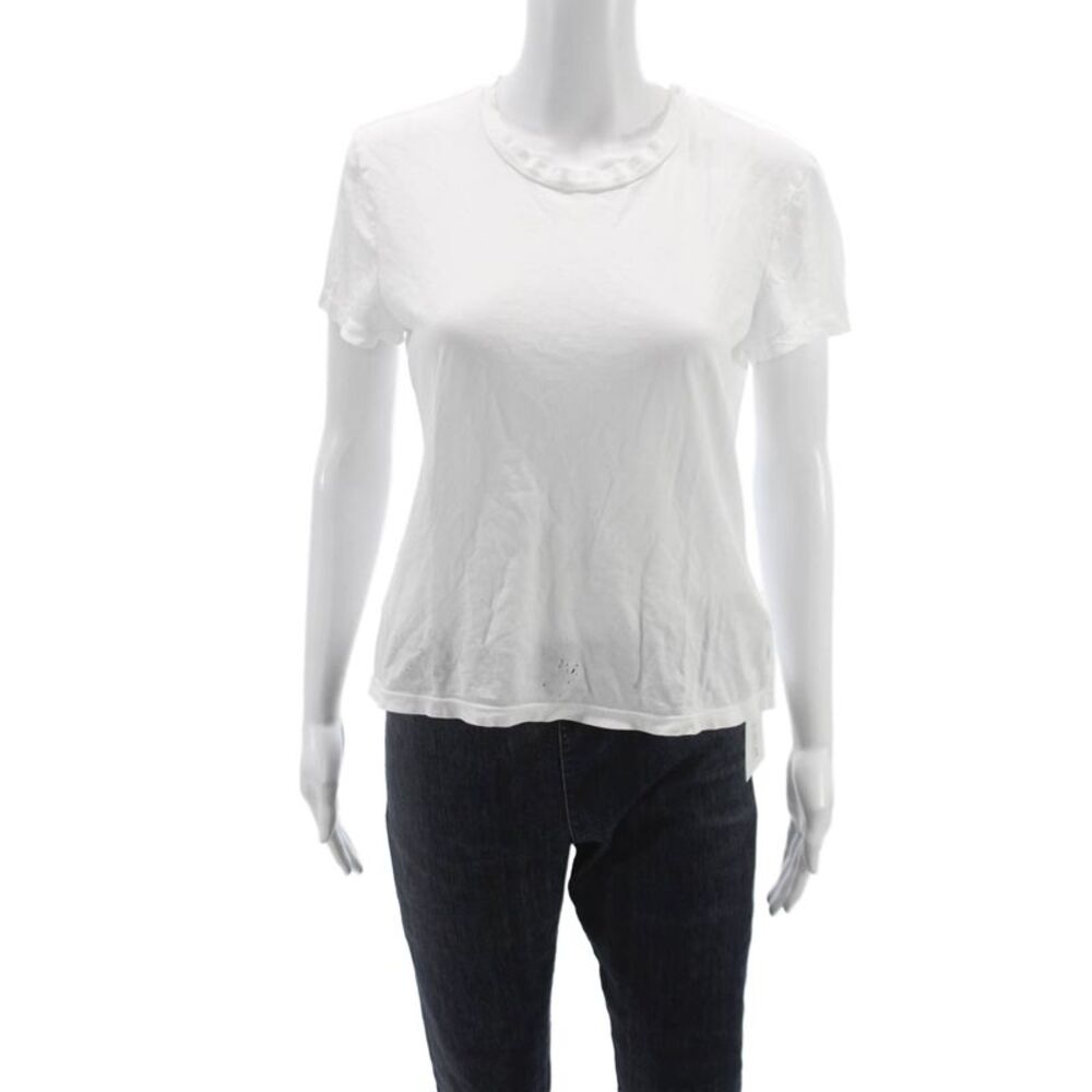 Rowan Womens Basic White Crew Neck Cotton Short Sleeve T-Shirt Size S